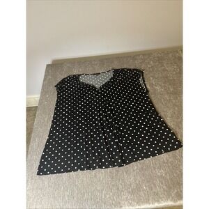 Lane Bryant Womens Top Black White Polka Dot Sleeveless Sz 26 28 Casual Business